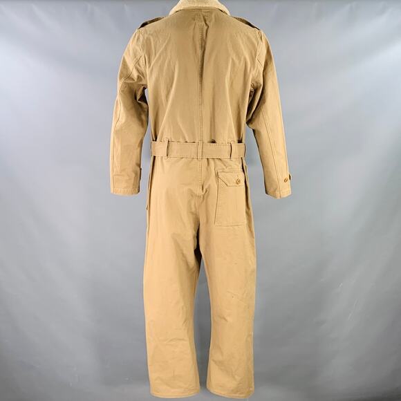 RALPH LAUREN  L Garment Experimental Khaki Cotton Belted Military Jumpsuit - Picture 3 of 7